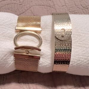 Gold-colored bracelets